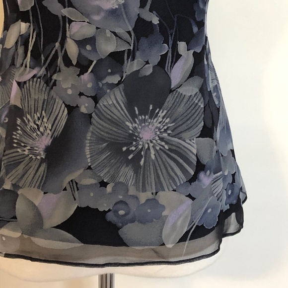 Like-New Navy Rebecca Taylor Silk Sweetheart-Top - Picture 6 of 10